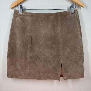 Women's Blank NYC Tan Suede Leather Mini Skirt Zip Back Size 27 Small NEW